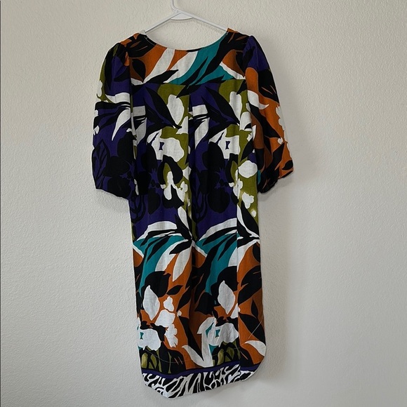 For Cynthia LINEN BLEND Dress Balloon/Puff Short Sleeves Floral Small - Picture 2 of 6